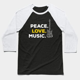 Peace. Love. Music. (white) Baseball T-Shirt